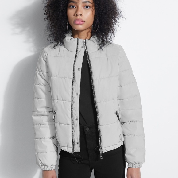 NEW GUESS BLAZE REFLECTIVE PUFFER JACKET SZ L - Picture 1 of 6